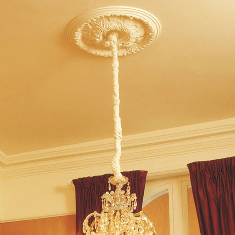 Médaillon de plafond en polyuréthane blanc apprêté feuillage et fleurs 19-1 / 4 po x 19-1 / 4 po x 1-7 / 8 po