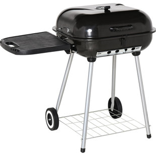 Outdoor Portable Charcoal Grill - 21" Bbq Smoker With Wheels, Bottom Shelf And Adjustable Vents For Camping, Picnic, Backyard Yummy Barbecue Tasty Grilling