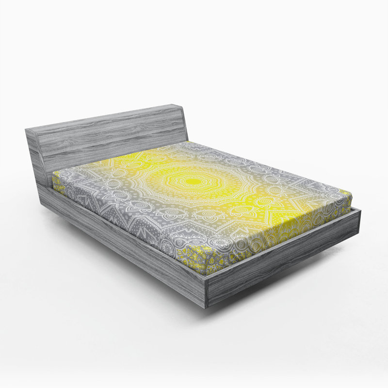 Microfiber Fitted Sheet, Queen Fitted Sheet, Yellow/Gray