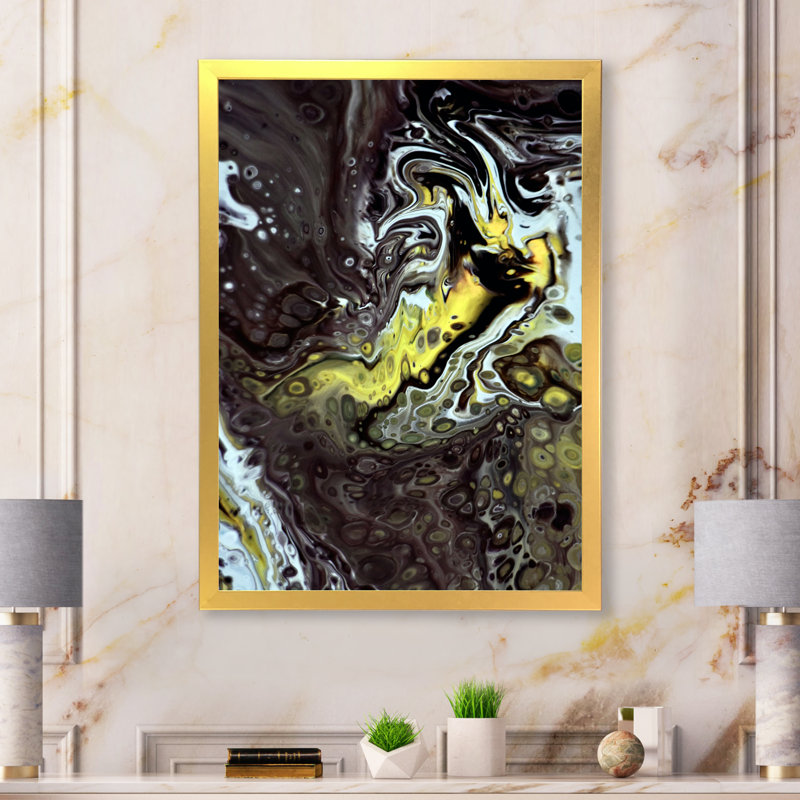 Œuvre d'art moderne sur toile, Encadrement doré, H 16 po x l 32 po x P 1 po