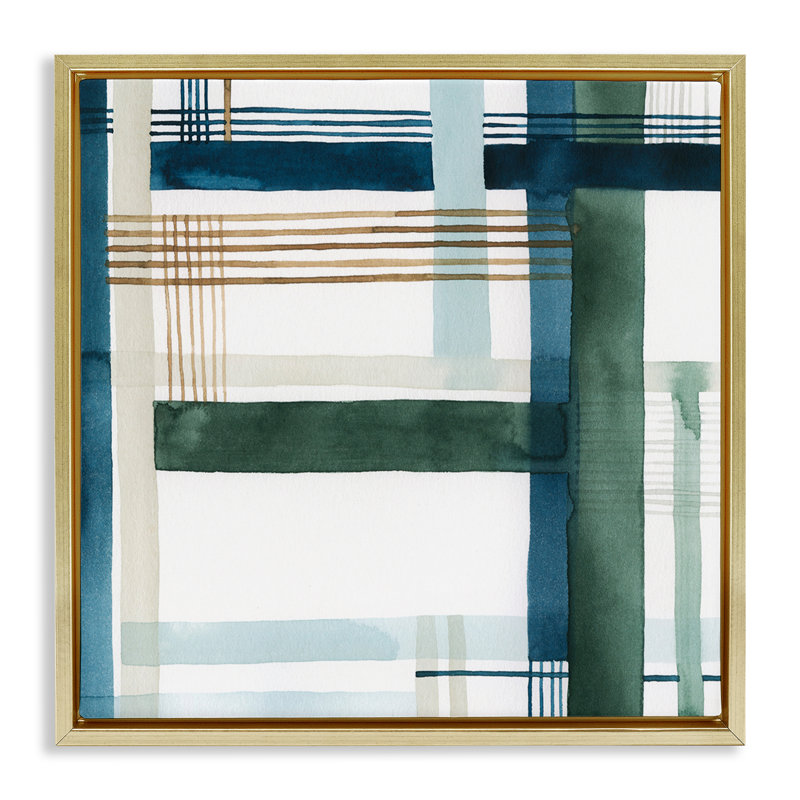 Art mural moderne sur toile à motif flottant par Grace Popp, Cadre flottant métallique doré, H 18 po x l 18 po x P 1,7 po