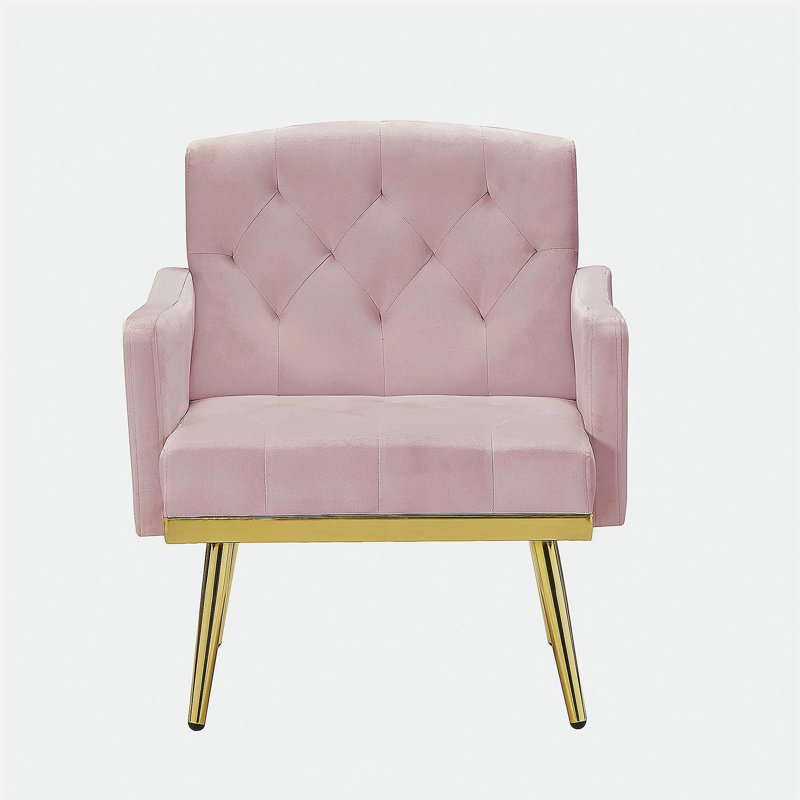 PINK velvet armchair with metal  legs