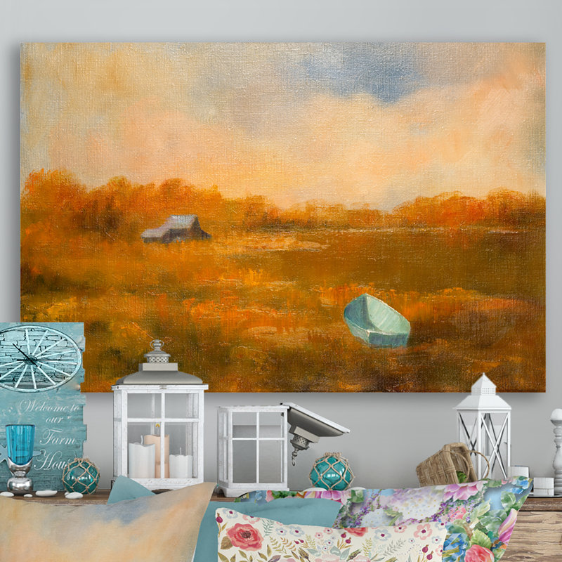Peinture d'un bateau de pêcheur - reproduction sur toile, H 8 po x l 12 po x P 1 po, Toile tendue