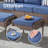 Set of 2 PE Wicker Rattan Footrest Ottomans with Blue Cushions-824020233-824020234