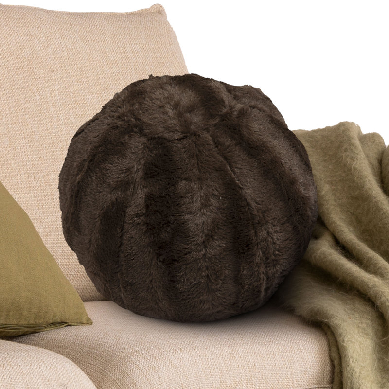 Housse et insert de coussin de sol en fausse fourrure, Brun