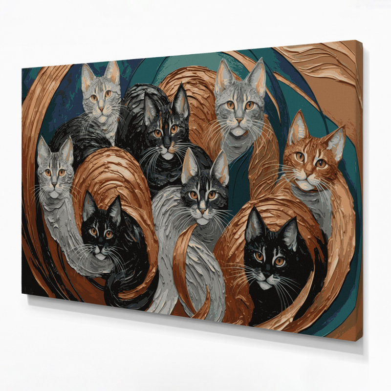Cats German Rex, art mural sur toile brune, H 12 po x l 18 po