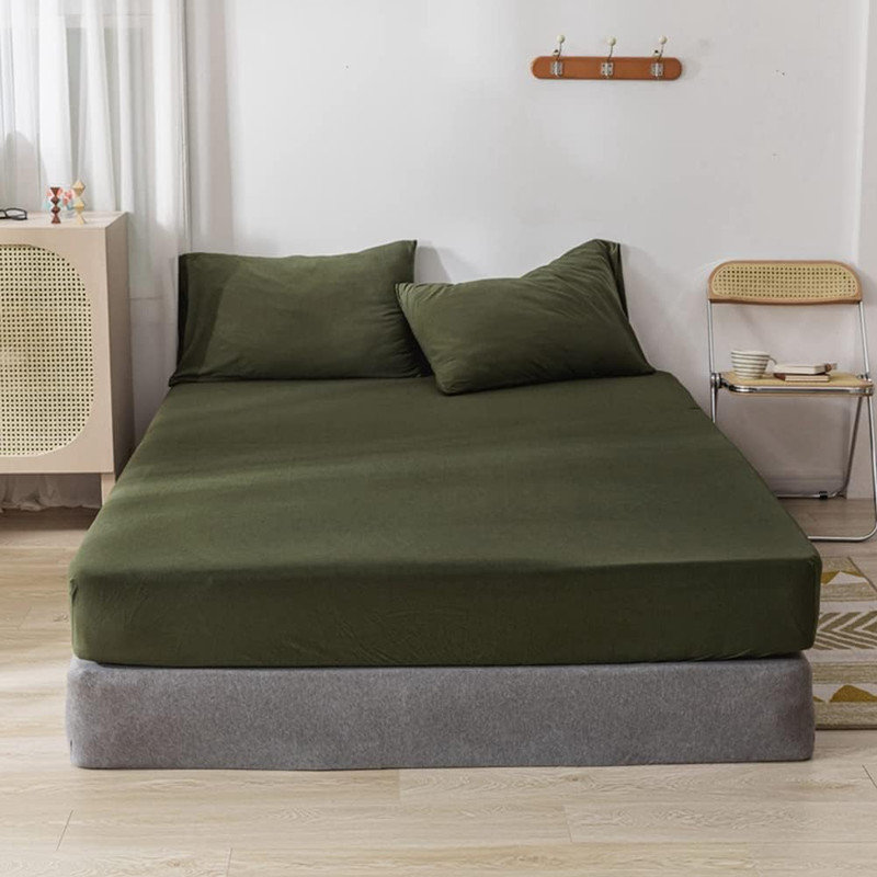 DONEUS Jersey Knit Cotton Fitted Sheet 3 Piece Ultra Soft and Breathable 15 Inches Deep Pocket Elastic Sheets with 2 Pillowcases