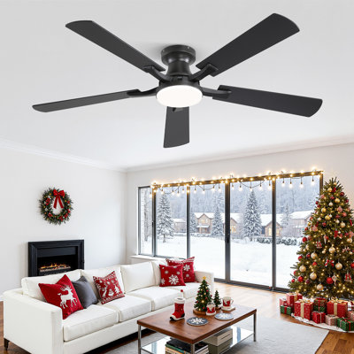 Cissline 52" Black Modern Ceiling Fan with Light and Remote Control for Bedroom/Living Room
