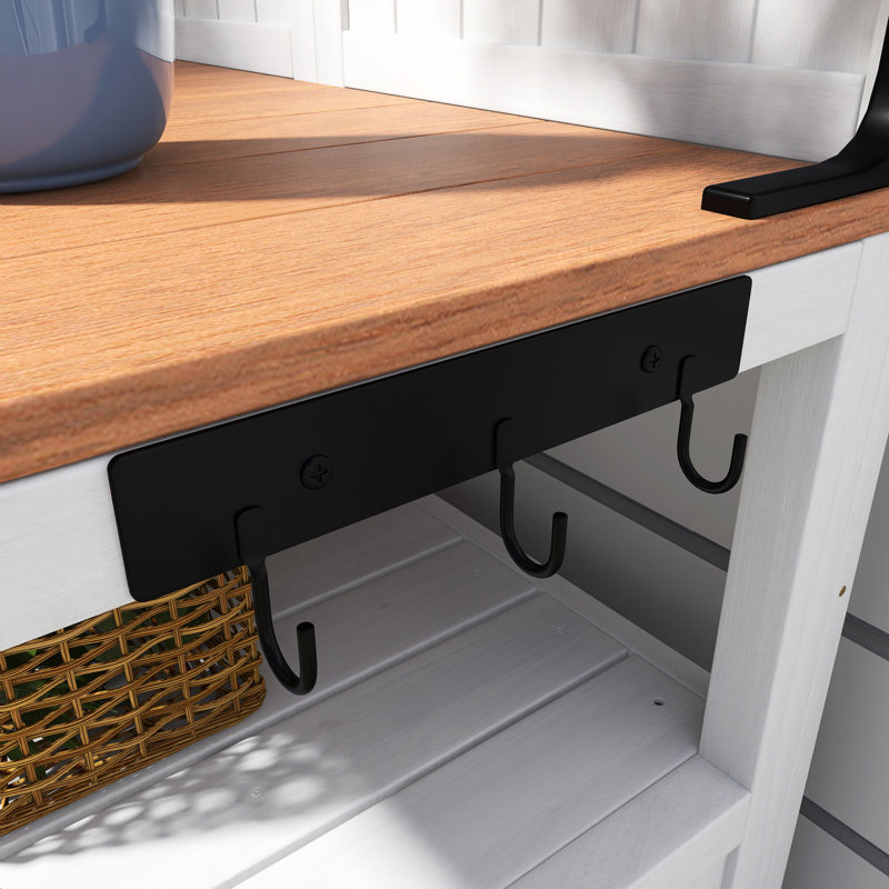 Table de rempotage en bois de sapin 65,4 "avec tablettes et armoires, Blanc