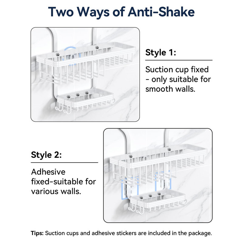 Suction Shower Caddy, White