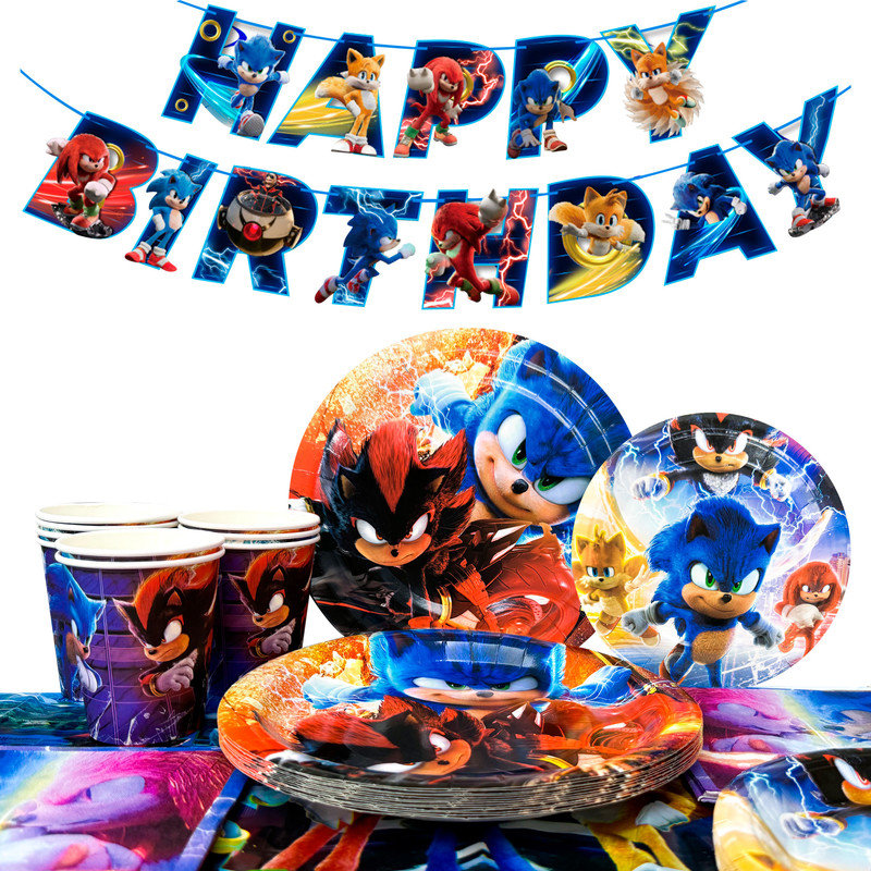 Sonic Birthday Party Decoration Tableware Set, 70 Pcs Sonic Party Supplies