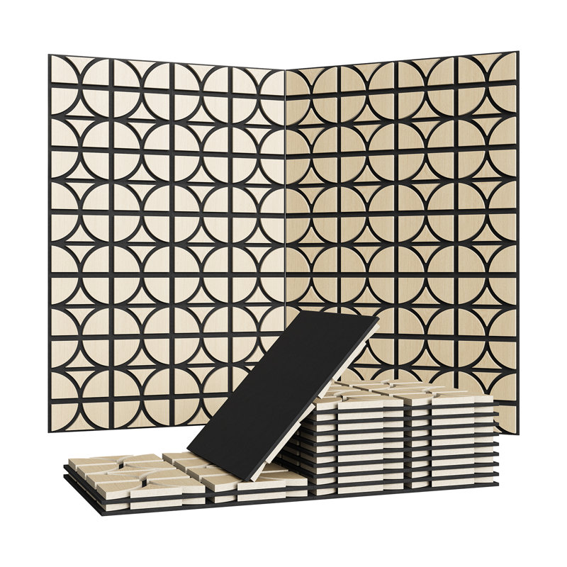 Panneaux muraux en bois 3D acoustique 12 x 12 po, panneaux insonorisants avec envers en feutre PET, paquet de 12
