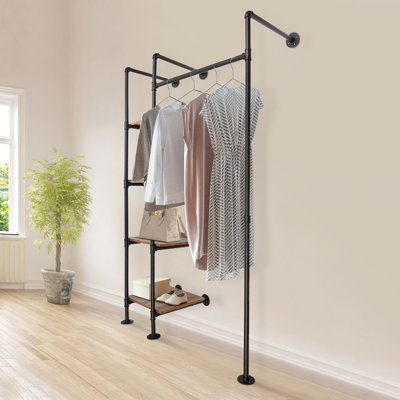 Industrial Pipe Clothes Rack Wall-Mounted Clothing Rack Heavy Duty Clothes Rack
