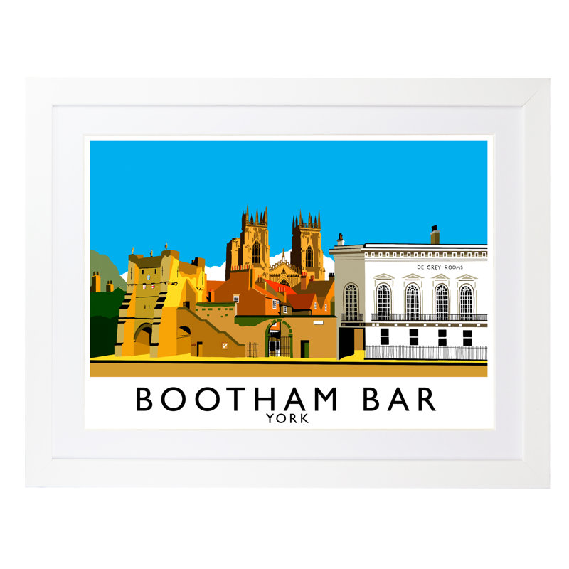 Bootham Bar York by Richard O'Neil - Print, White Wood Frame, 44 cm H x 54 cm W x 2.2 cm D