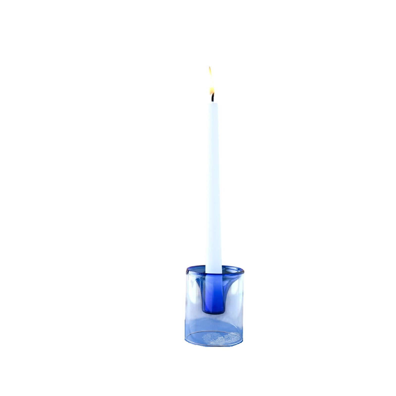 Ahmad Glass Candle Holder, Blue, 3.25"H x 3" W x 3" D
