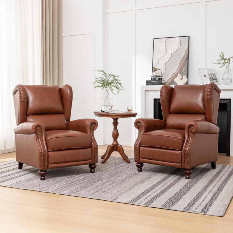 Fauteuil inclinable en cuir véritable, Brun