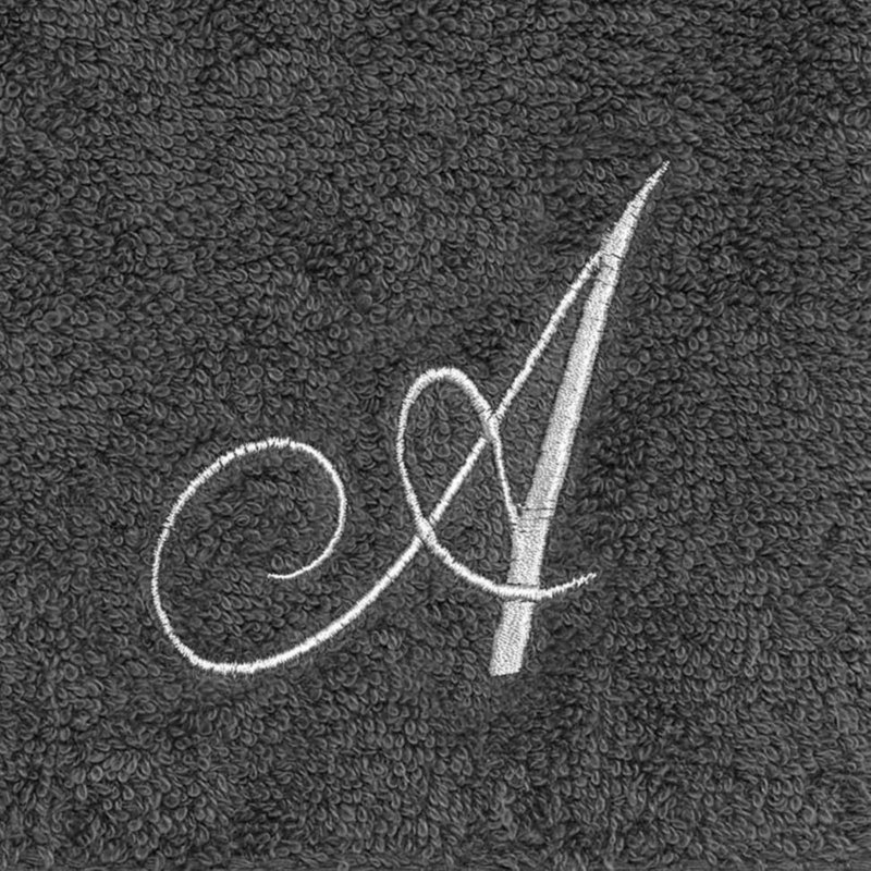 Winston Porter Granite/Silver Script Monogram Fingertip Towel Letter A
