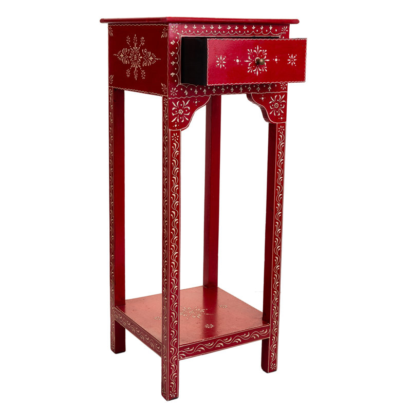 Erick Side Table with Storage, Red