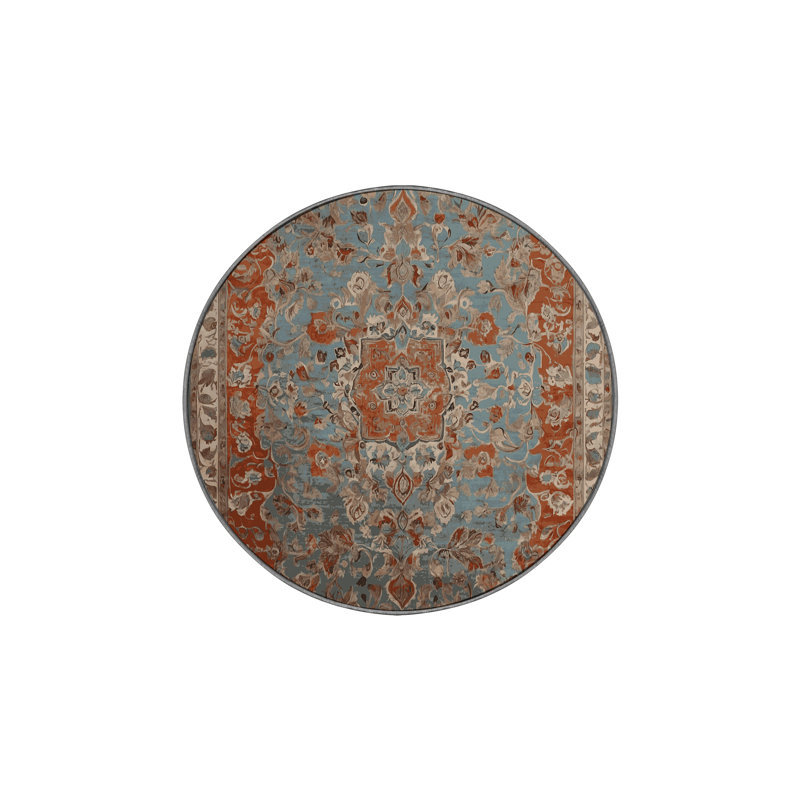 Machine Washable Gray Area Rug, Round 5'