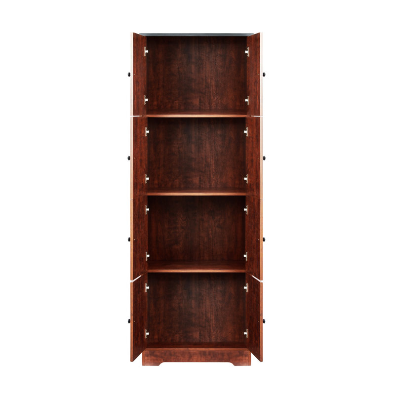 Grande armoire de rangement avec 8 portes et 4 tablettes, Noyer