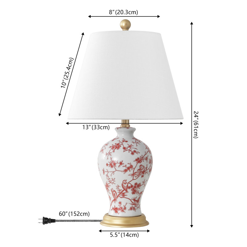 Lampe de table 24 po Elem, Or / rouge / blanc