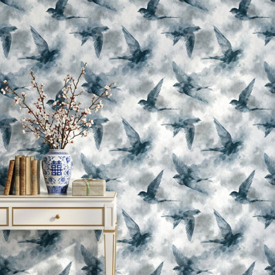 Birds Wallpaper Flight Blue Wall Mural