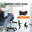 Tabouret de selle avec roulettes, capacité de poids de 400 lb, chaise pivotante en cuir de polyuréthane épaissie réglable en hauteur pour salon, spa, tatoo