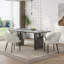 Ensemble de 2 chaises de salle à manger modernes rembourrées, chaises d'appoint blanches en similicuir avec accoudoirs incurvés et pieds en métal noir, assemblage requis-136989488