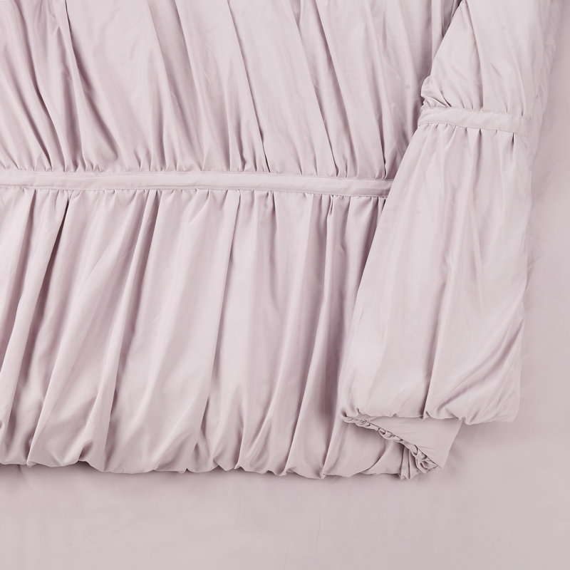 Emily Ruched Solid Textured Comforter Set, Purple, Full/Queen Comforter + 2 Shams