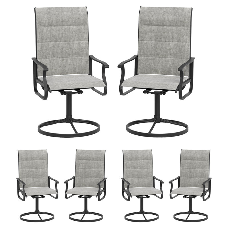 6 chaises de patio pivotantes pour l'extérieur 6 pièces, chaises de patio à cadre en métal rotatif à 360 ° avec tissu Teslin épaissi, chaises de terrasse pour l'extérieur avec accoudoirs pour terrasse et cour arrière