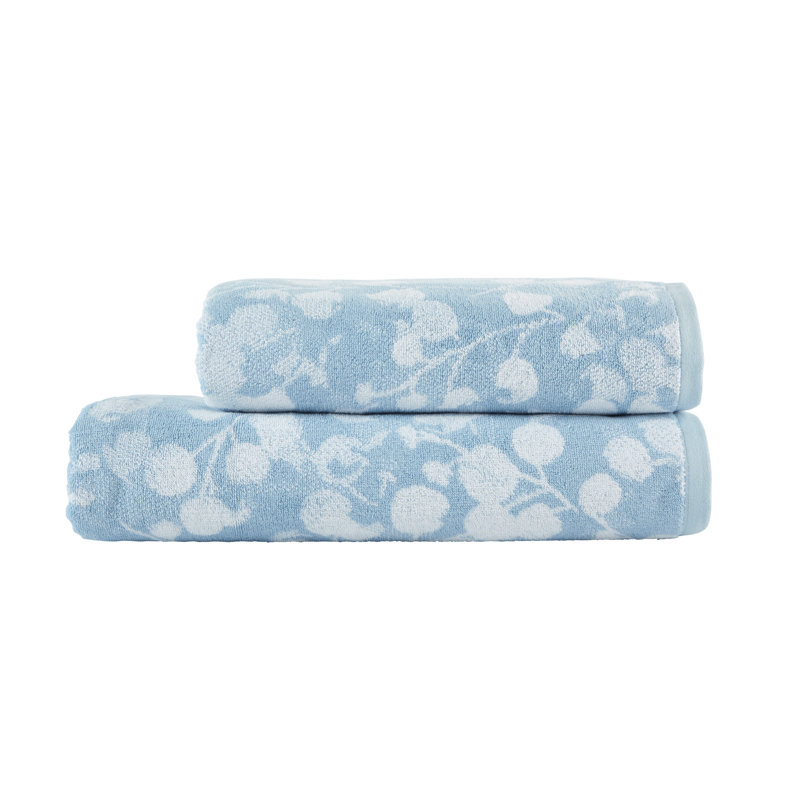 Rosée Blue Bath towel, Rosée Bath towel, Contemporary Floral, Blue and White