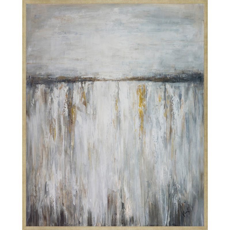 Chassant l'horizon - Peinture sur toile, Cadre argenté caramel