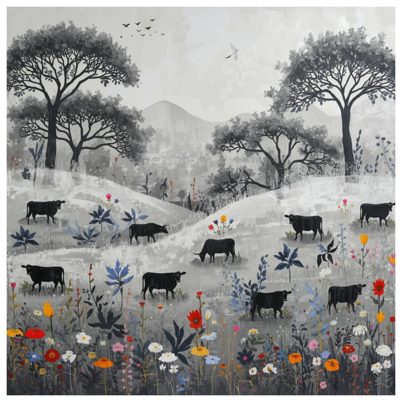 Rideaux de fenêtre Cows In Black White, 50" x 80" - 1 Panel, Blockout