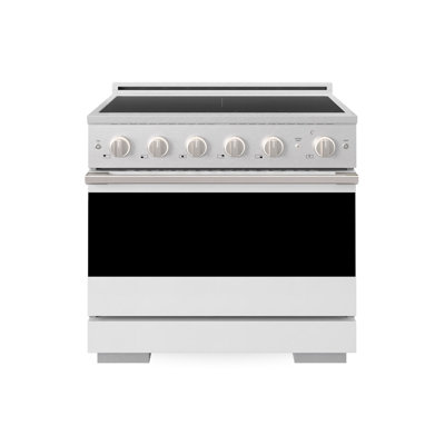 ZLINE 36 in. Satin Stainless Marino Induction Range with 5 Element Cooktop and White Matte Door
