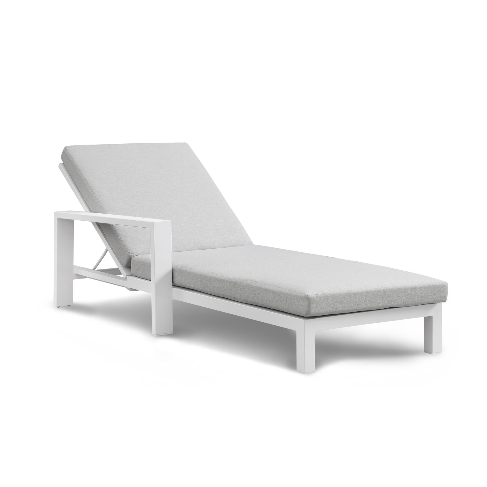 Hoyt Outdoor Metal Double Chaise Lounge, Slate Black , Gray