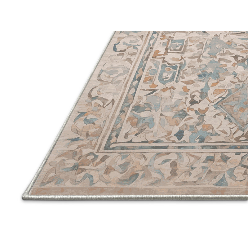 Tapis beige soyeux et moelleux, Rectangulaire 3 pi x 5 pi