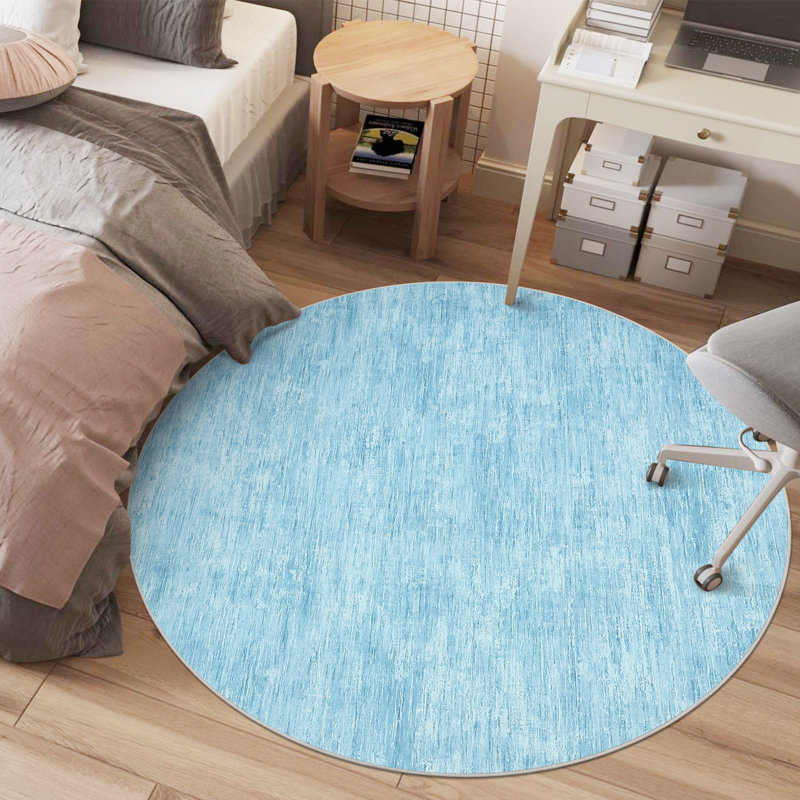 Washable Solid Color Textured Thin Indoor Rug, Low Pile Area Rug with Soft Surface, Non Slip Backing, Easy Clean Design for Living Room, Bedroom, Dorm, Home Office