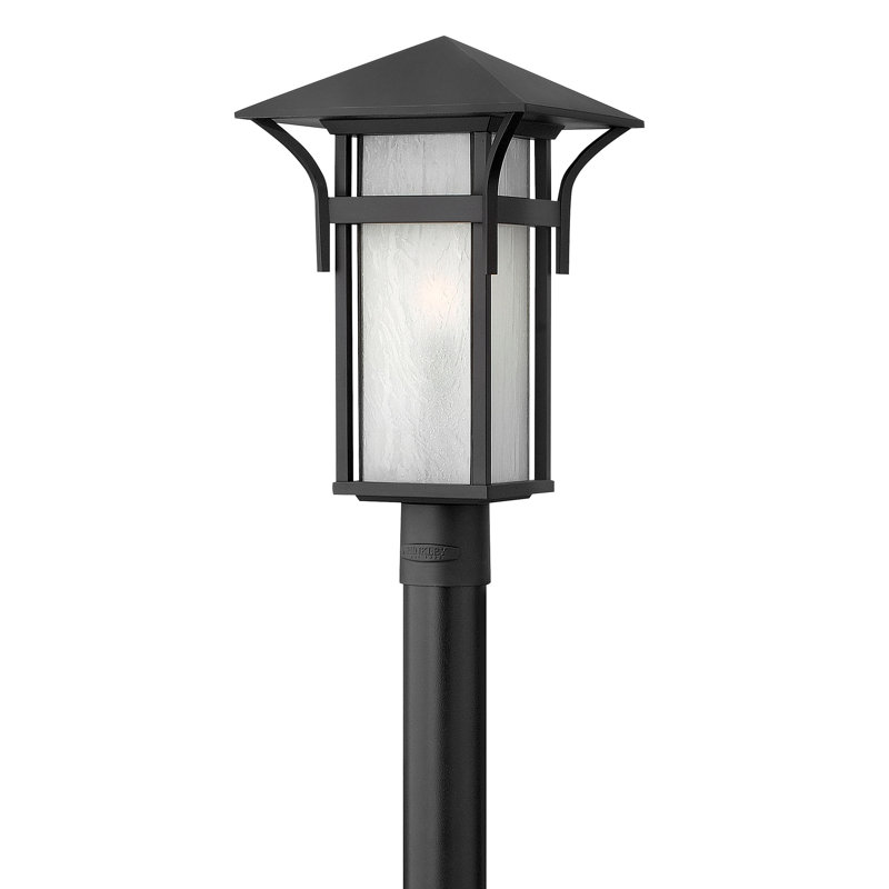 Satin Black Outdoor Lantern with Etched Glass Finish