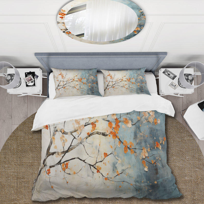 Ensemble de housse de couette en microfibre / polyester orange et bleu sarcelle