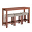 Table de bar et chaise 4 pièces avec ports de charge, table de 59 pouces, 3 tabourets en lin confortables résistants aux éclaboussures, pieds en bois massif, moyeu encastré peu encombrant, tabourets rembourrés, pour chambre industrielle