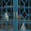 Armoire de rangement bleu sarcelle pour téléviseur - construction, 6 tablettes réglables, finition à surface lisse, - buffet de 63 po, 4 portes avec motif de porte exquis, précautions