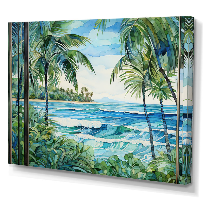 Tranquillité de plage tropicale - art mural côtier, Toile tendue, H 12 po x l 20 po x P 1 po