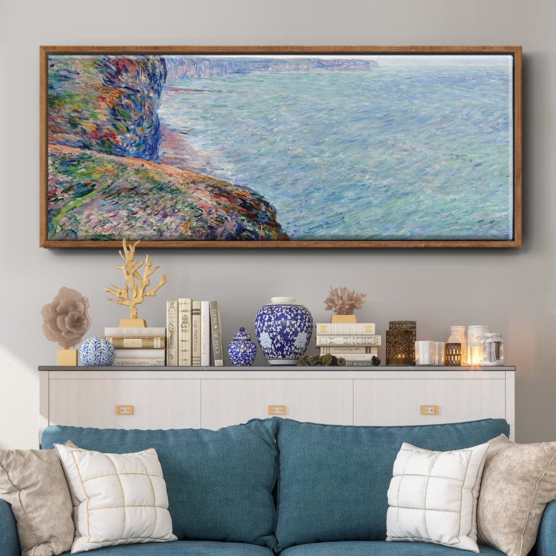 La mer vue des falaises de Fecamp, 1881 - toile encadrée, H 20 po x l 50 po