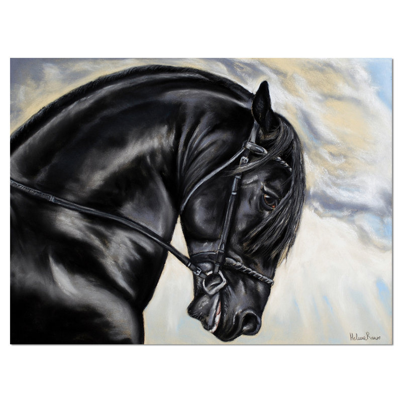 Friesian Horse, reproduction d'art sur toile tendue, H 30 po x l 40 po