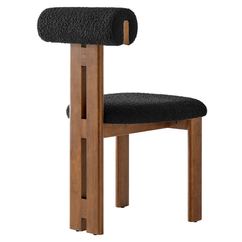 Ensemble de 2 chaises de salle à manger Torian Boucle, Noyer, Noir, noir, noir, noir