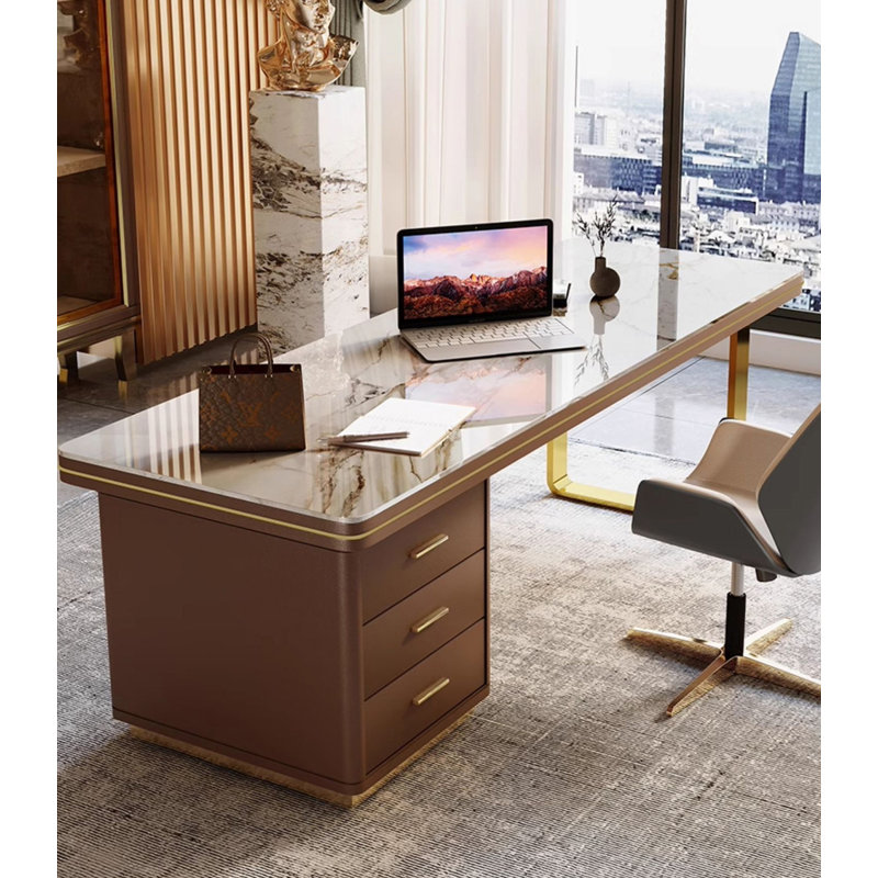 Bureau en pierre frittée Italian Light Luxury, H 29,5 po x l 63 po x P 27,6 po
