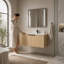 Base de meuble-lavabo 48 po avec portes à fermeture douce, armoire de rangement en bois d'ingénierie à finition chêne pour salle de bain, salle d'eau (lavabo non inclus)