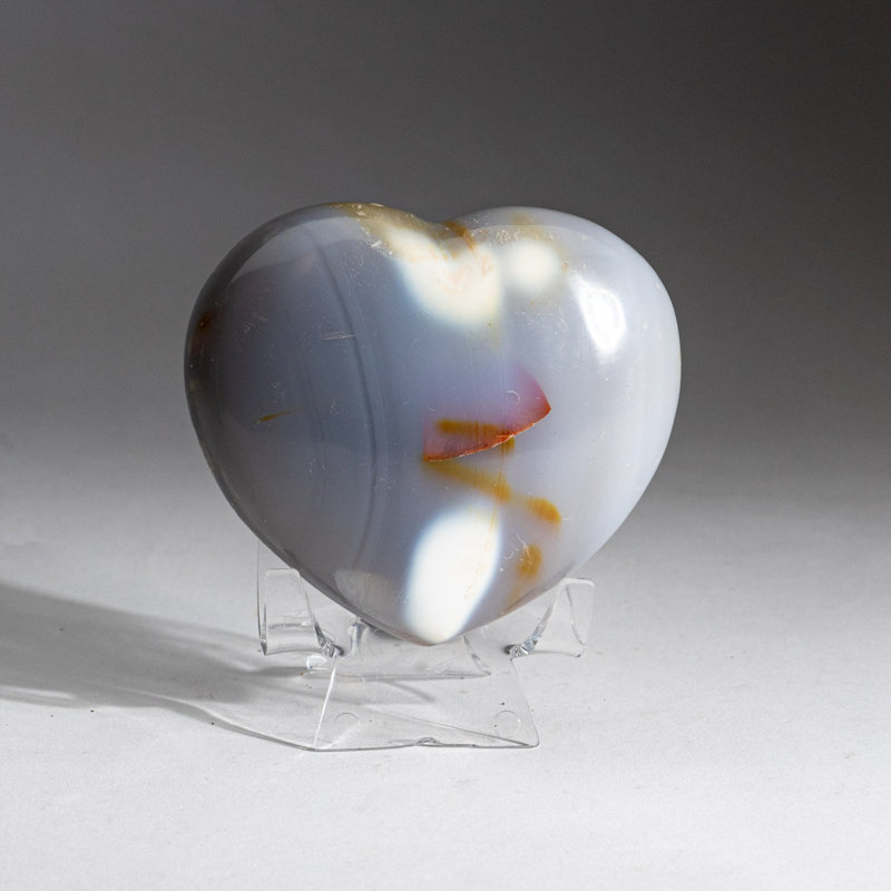 Blue Chalcedony Orca Stone Heart from Madagascar