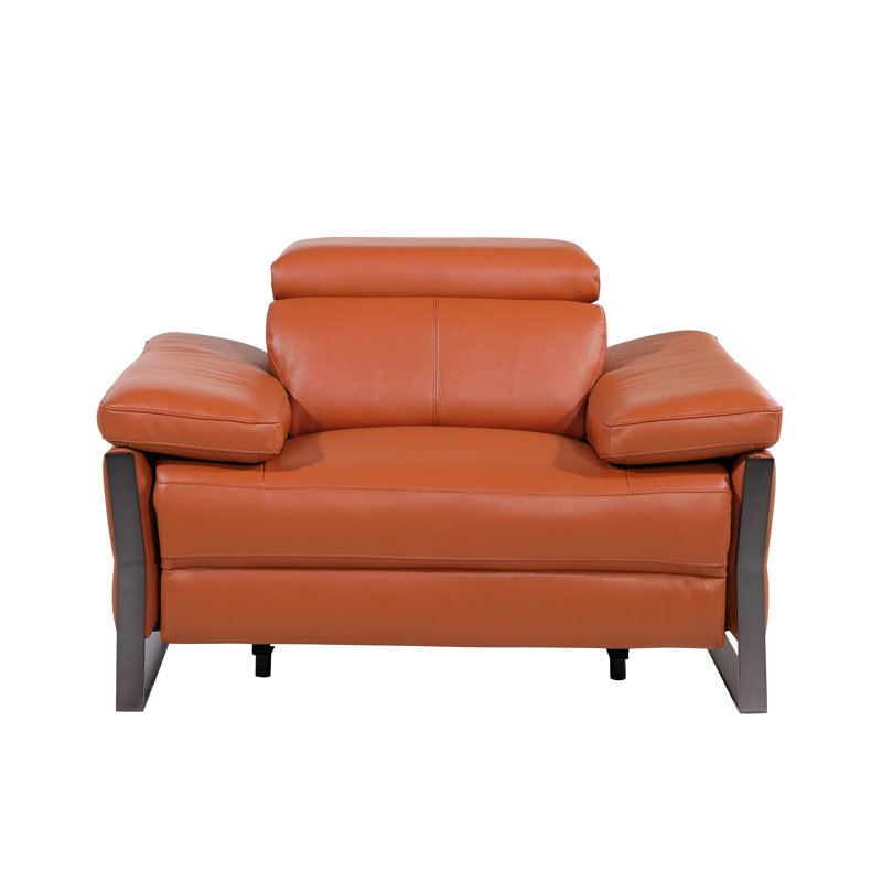 Top Grain Italian Leather Power Reclining Arm Chair with Power Headrests, Camel