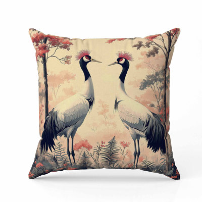 Coussin en faux suède Autumnal Cranes